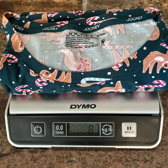 JOCKEY (XL) Sleep or Loungewear Top Dark Green+Tan Sloths w/Peppermint Canes NWT - Picture 11 of 13